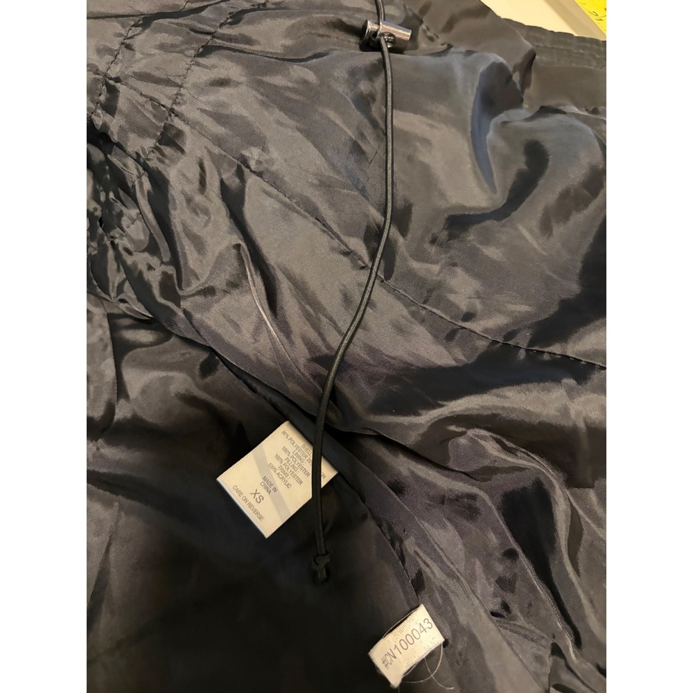 Black Faux Fur Trim Hooded Puffer Jacket Quilted Winter Coat Zip Up Women Small - Picture 9 of 16